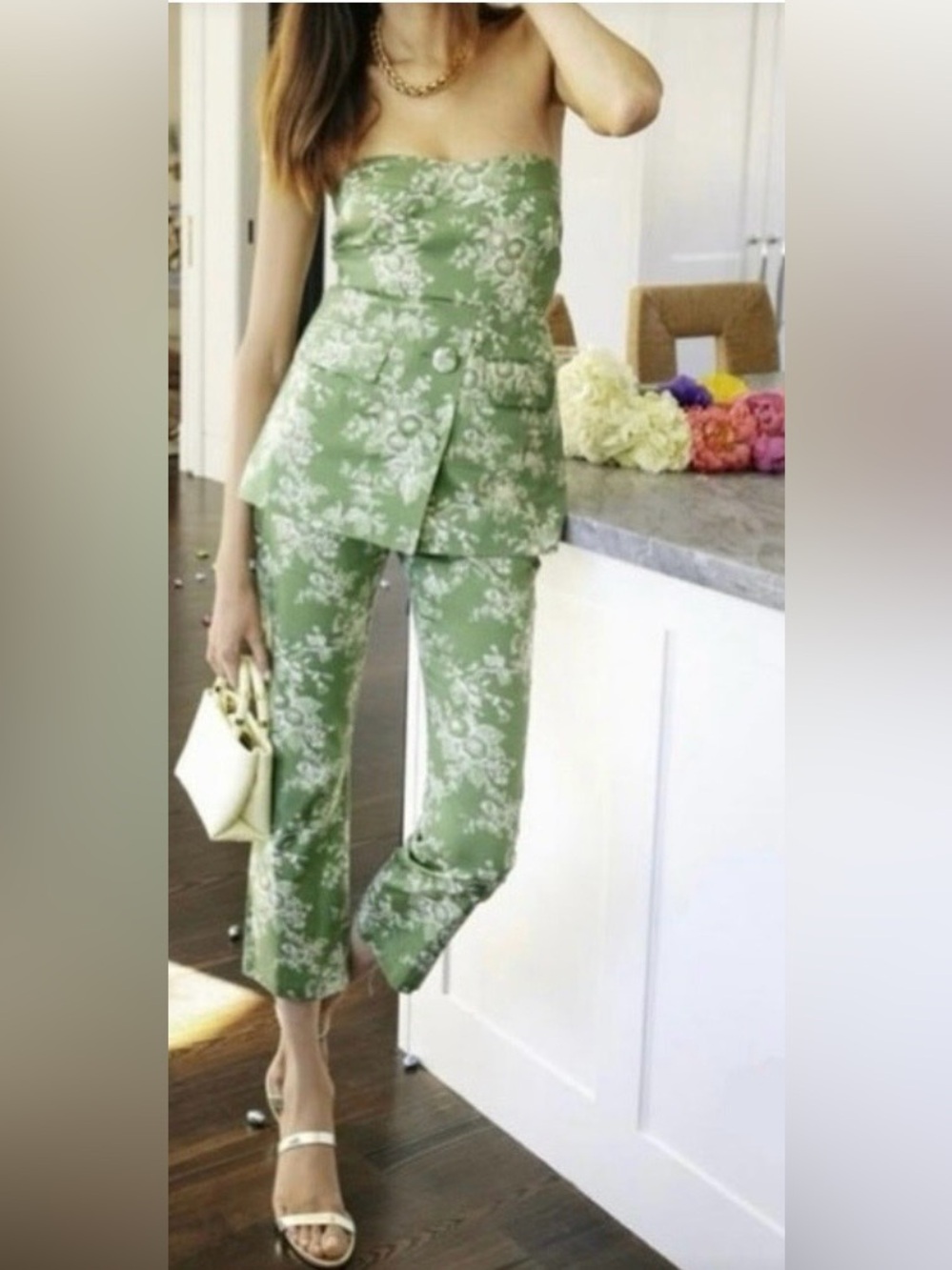 Tuckernuck Provence Toile Ashford Pants green floral size medium cotton blend